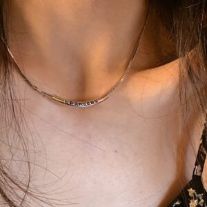 Metal Tube Letter Snake Chain Necklace