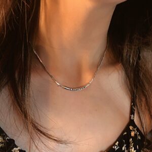 Metal Tube Letter Snake Chain Necklace