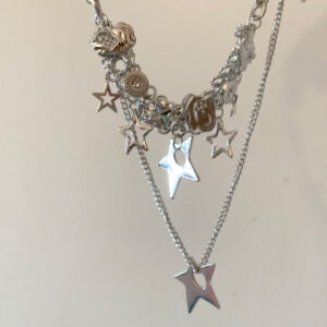 Y2K Metal Hollow Star Layered Necklace
