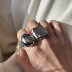 Futuristic Silver Metal Ring