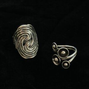 Vintage Floral Cluster Ring – Antique Metal Carved Vintage Floral Cluster Ring – Antique Metal Carved