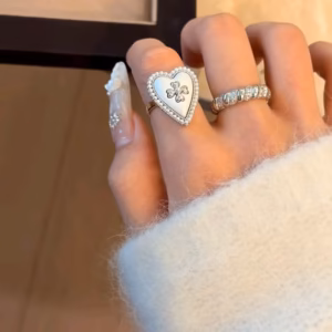 Silver Heart Open Ring