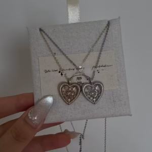 Vintage-style Gold & Silver Heart Pendant Necklace