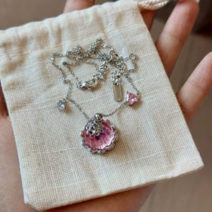 Vintage Pink Crystal Cake Pudding Necklace Vintage Pink Crystal Cake Pudding Necklace