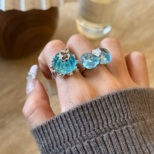 Vintage Jade-Green Crystal Cake Pudding Rings